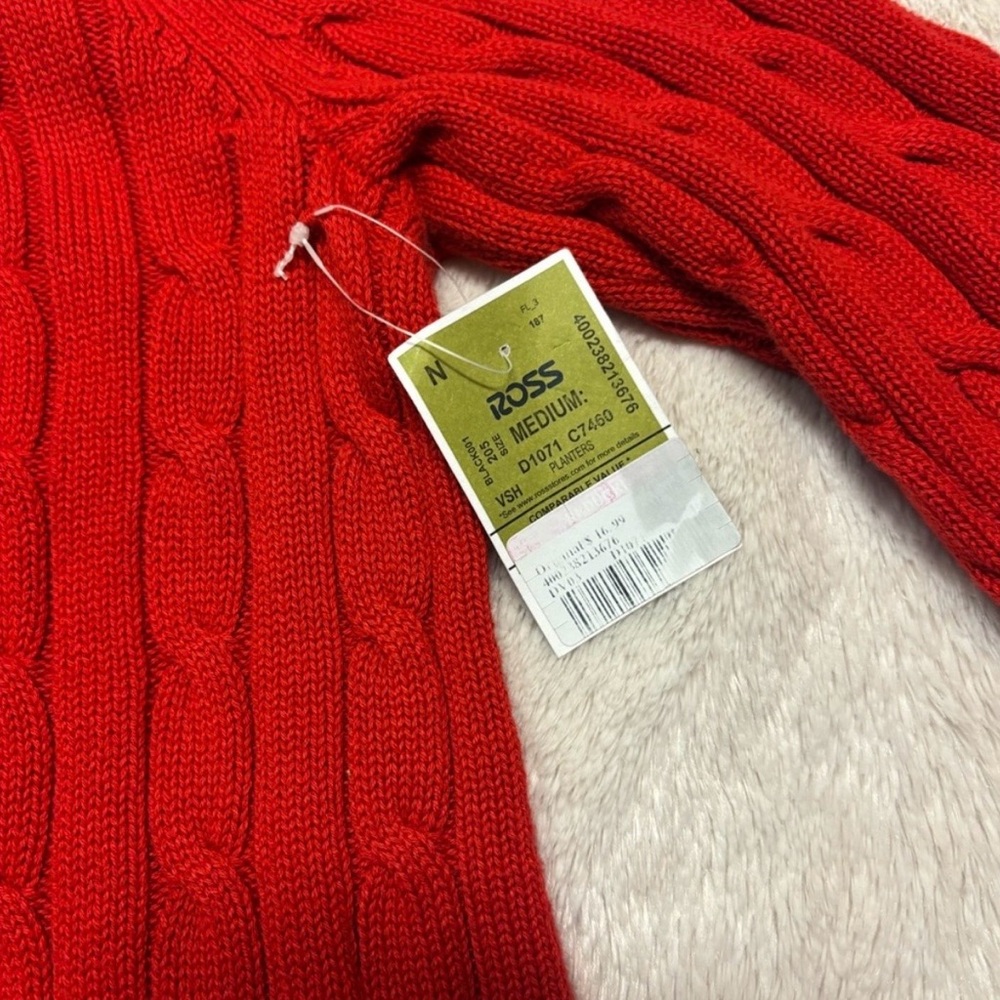Chaps Red Zip-Up Cable Knit Sweater - Picture 5 of 7